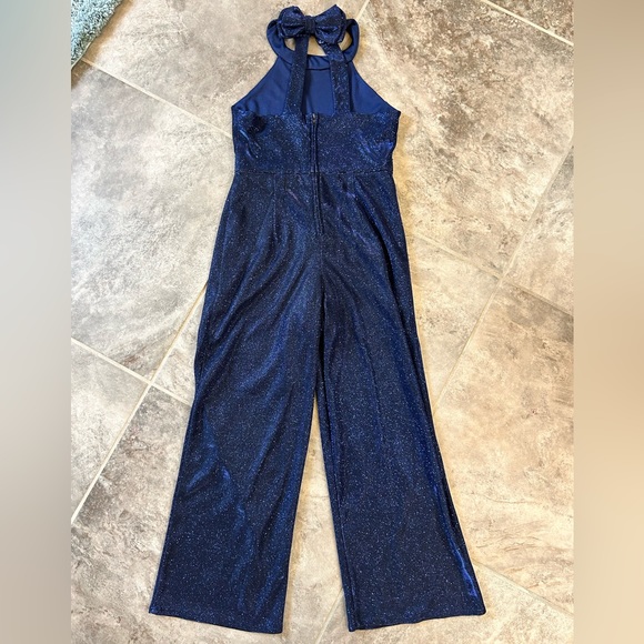 Stunning Navy Sparkly Jumpsuit Girls Size 8 - Picture 5 of 7